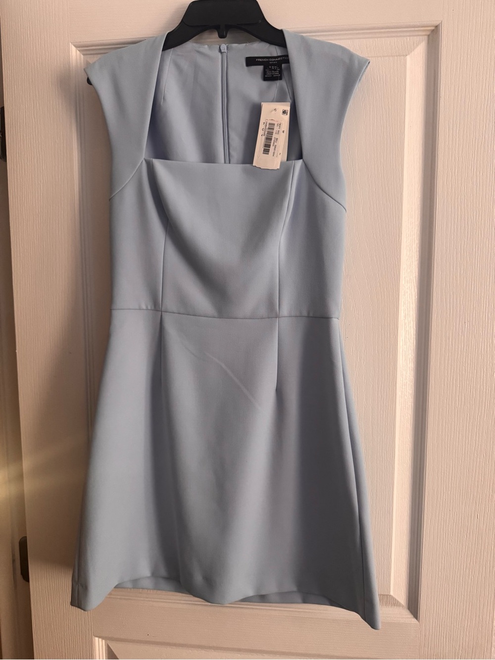 French Connection Pale Blue Cap-Sleeve A-Line Mini Dress